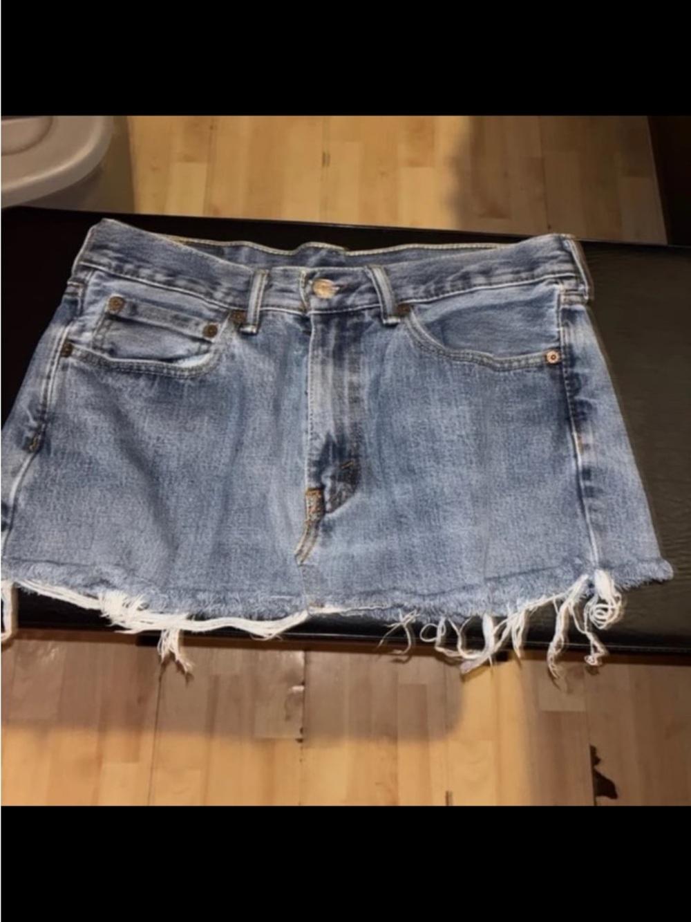 Levi's Light Blue Distressed Denim Mini Skirt